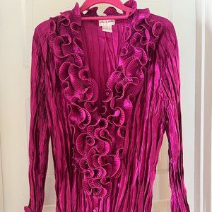 Vintage Toffee Apple Fuchsia Taffetta Ruffle Top